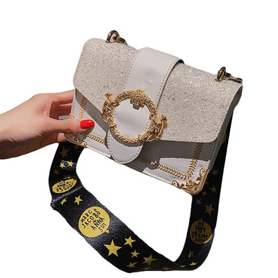 

Fashion Sequin Flower Monkey Lock Ring Shoulder Bag Star Strap Crossbody Pouch