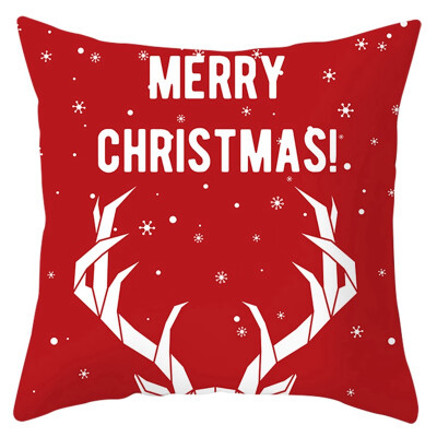 

45x45cm Christmas Red Pillowcase Soft Peach Velvet Decorative Printed Pillowcase With Zipper Poszewki Na Poduszki Kissenbezug