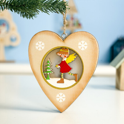 

Gobestart Christmas Wood Painted Snowman Light Card Christmas Tree Light Small Pendant