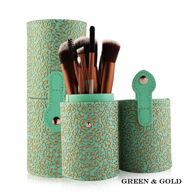

Hot 12pcs Pro Cosmetic Makeup Brush Set Beatuy Power Foundation Make Up Brushes Tool Kit Holder Case Cup maquiagem