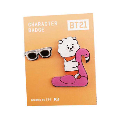 

2 Pcs Set KPOP BTS Same paragraph Cartoon Acrylic Badge Set Super Cute Brooch Bag Pendant