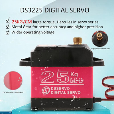 

DSSERVO DS3225 25KG Metal Gear High Torque Waterproof Digital Servo with Servo Extended Cable for 110 18 RC Traxxas HSP Car Boat