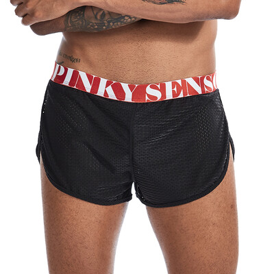 

Mens Sexy Low Rise Boxer Briefs Mesh Breathable Sports Underwear Trunks Shorts