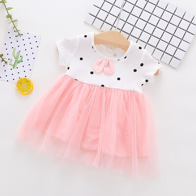 

Polka Dot Short Sleeve Girls Dress Newborn Baby Girl Clothes Kids Dress For Girls Summer Cute Mesh Girl Dress