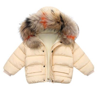 

1-6T Baby Girlbaby Boy Hooded Down Jackets Casual Solid Color Windproof And Warm Thickening Childrens Down Coat
