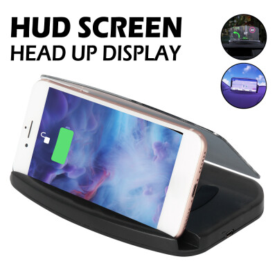 

Easy to install Car HUD Head Up Display Navigation Holder with Wireless Charger Pad For Mobile Phone