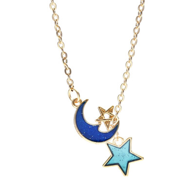 

Design Fashion Women Sexy Star Moon Vertical Drop Bar Pendant Charm Necklace