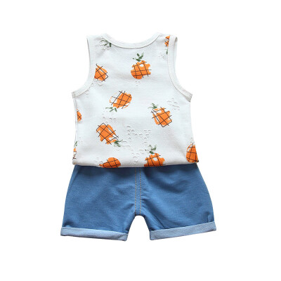 

Baby Boy Clothing Suits Tops Sleeveless Tops Jeans Denim Shorts for Newborn Baby Clothes Set Children Kid Clothing