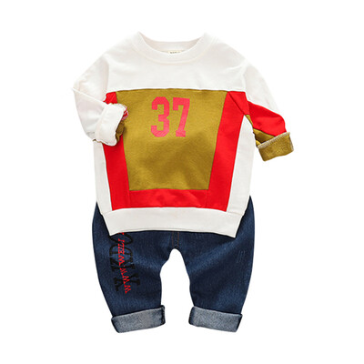 

Toddler 0-4T 2pcs New Autumn Lovely Baby Boys Clothes Long Sleeve Number Print Sweatshirt TopsPants Trouser Costume Set