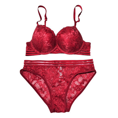 

2018 Luxurious Noble Floral Embroidery Padded Adjusted-straps Sexy Women Lace Bra Set Lingerie Ultrathin Transparent Briefs Set