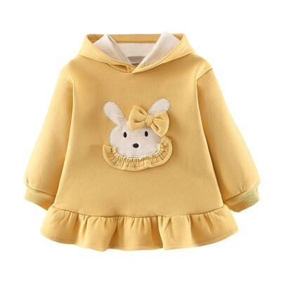 

Baby Girl Dress Autumn Winter Long Sleeve Hoodies Thick Warm Sweet Rabbit Dresses for Girls Childrens Clothing Kids Clothes