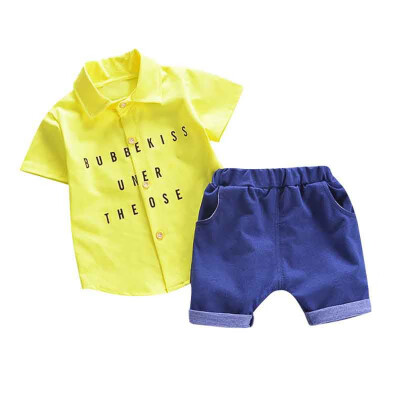 

Summer Baby Boys Short Sleeve Letter Print Tops Blouse ShirtShorts Children Casual Outfits Sets Baby Boy Clothes