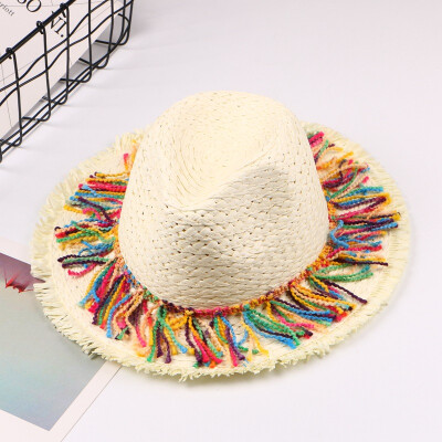 

Individual female summer sunscreen straw hat travel eaves Liusu beach sunshade hat parents&children leisure hat