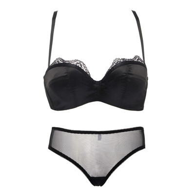 

Women Sexy Bras Sets Glossy Lace Patchwork Push Up Bras Solid Translucent Free Size Lace Panties Seamless Underwear Sets