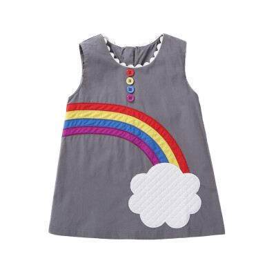 

Baby Girls Sleeveless cute dresses 2019 summer Cartoon Rainbow Patchwork Sling Cute Dress