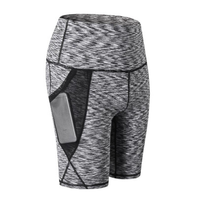 

Women High Waist Yoga Shorts Running Gym Fitness Quick Dry Elastic Pants with Mesh Pocket Summer Outdoor Sports Shorts