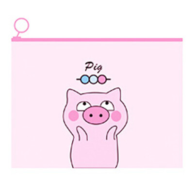 

Cute Pink Pig Pencil Case Transparent Pencil Case Creative Stationery School Supplies Ring Zipper Pouch Girls Gift