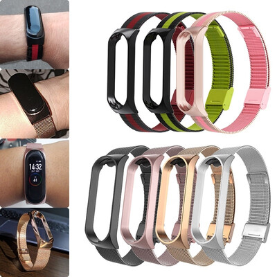

Metal Wrist Strap Band Bracelet for Xiaomi Mi Band 3 4 Screwless Xio Mi Band 3 Black Silver Gold