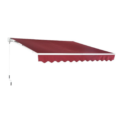 

10 X 8 Manual Retractable Sun Shade Patio Awning - Wine Red