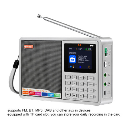 

GTMEDIA D2 Portable DAB Radio Digital FM Radio Bluetooth Speaker AUX IN TF Card Slot MP3 Player Recording Function Earphone Socket