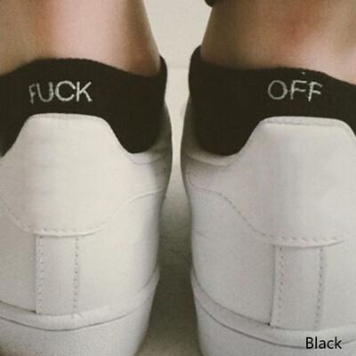 

New Fashion Summer Women Mens Cute Letter Print Fucks Off Casual Knit Wool Funny Socks Black White