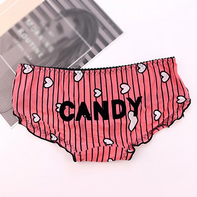 

Fashion Sexy Milk Silk Lady Low Waist Briefs Womens Panties Print Breathable Underpants