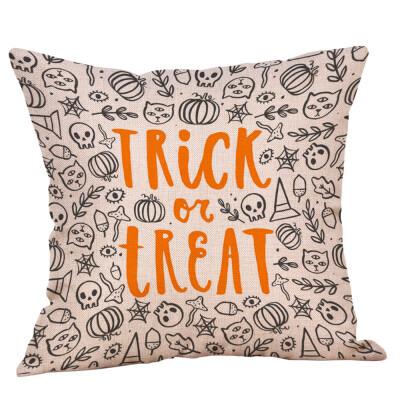 

Toponeto Happy Halloween Pillow Cases Linen Sofa Cushion Cover Home Decor