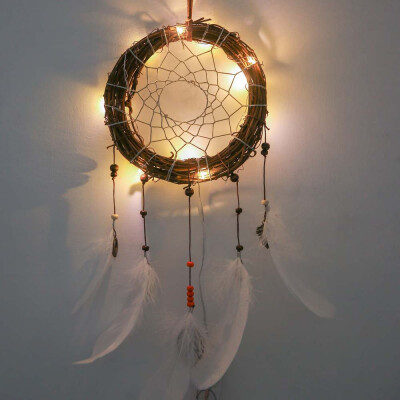 

Gobestart LED Dream Catcher Cloud Feather Dreamcatcher Girl Birthday Gift Baby Room Decor