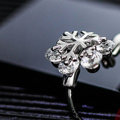 

Elegant 1 pair 925 sterling Silver Sonw stud Earring Rhinestone Size  Color Silverrose gold
