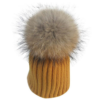 

Children Winter Crochet Hat Child Girl Boy Warm Knit Balaclava Raccoon Fur Hairball Cute Hats Solid Beanie Baby Thickening Cap