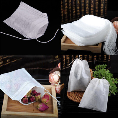

Gobestart 100 pcs Empty Teabags String Heat Seal Filter Paper Herb Loose Tea Bag