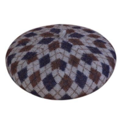 

Autumn&Winter 2019 New Korean Version Ladys Coloured Rhombic Wool Beret Hat Retro Wool Painter Hat Wholesale