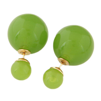 

1Pair New Fashion jewelry double pearl earrings candy color earrings for women trendy stud earrings