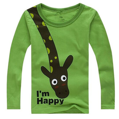 

Hot Sale Children Long Sleeve Tops Giraffe Im Happy Kids Boys T-shirt Top Spring Clothing casual baby clothing Tops 2-6Y