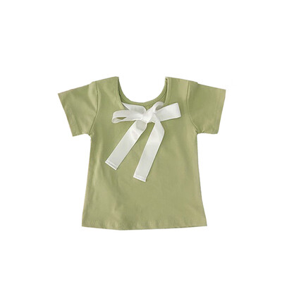 

Baby Girls Summer New Casual Solid Color Wear Bottoming Short Sleeved Cotton T-Shirt 1-7 Years