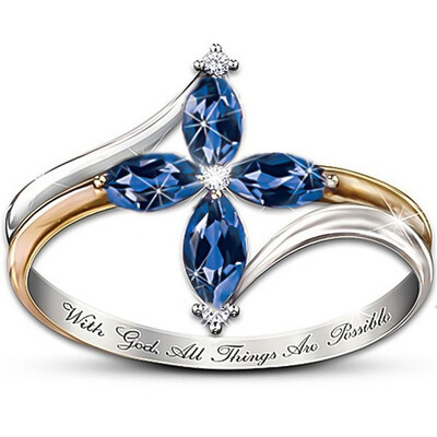 

With God All Things Are Possible" Women Cross Amethyst Ring Jewelry