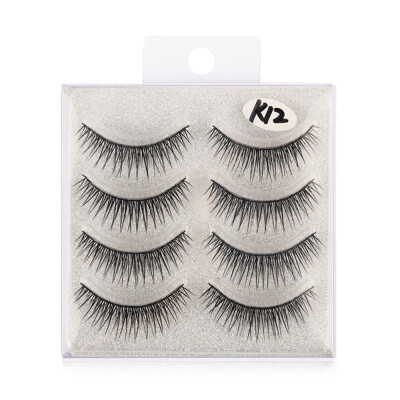 

Gobestart 4Pair Luxury 3D False Lashes Fluffy Strip Eyelashes Long Natural Party