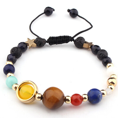 

Universe Galaxy Solar System Eight Planets Bracelet Star Natural Stone Beads Unisex Pair Bracelet Hot Gift