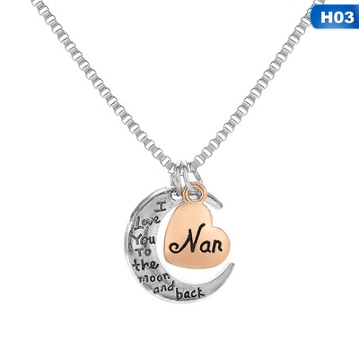 

I Love You To The Moon And Back Mum Nana Nan Crescent Moon Necklace Pendant Family Birthday Mothers Day Gift
