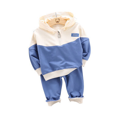 

Spring Autumn Casual Fashion Baby Long Sleeve Patchwork Hoodie And Trousers Kids Sportswear