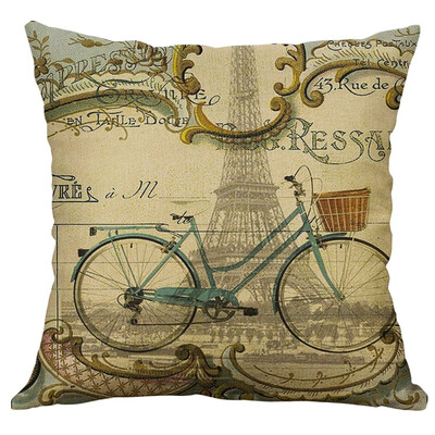 

〖Follure〗Eiffel Tower Cotton Linen Pillow Case Sofa Waist Throw Cushion Cover Home Decor