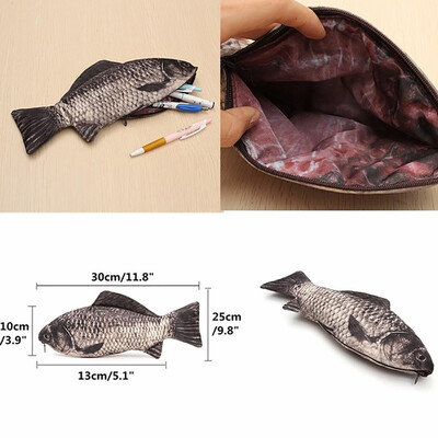 

JPGIF Carp Pen Bag Realistic Fish Shape Make-up Pouch Pen Pencil Case With Zipper