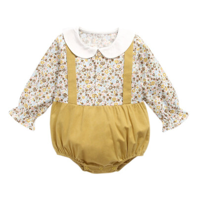 

Autumn Infant Toddler Baby Girls Long Flare Sleeve Flower Print Rompers Baby Kids Jumpsuit Outfits