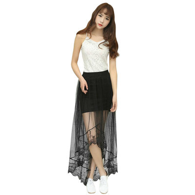 

Summer Women Sexy Lace Skirts Fashion Long Section Skirt Jupe Tulle Black&White Short Skirt