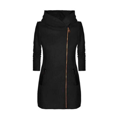 

New Autumn Women Turtleneck Zipper Coat Ladies Casual Warm Thicken Velvet Jacket Hooded Trench Plus Size