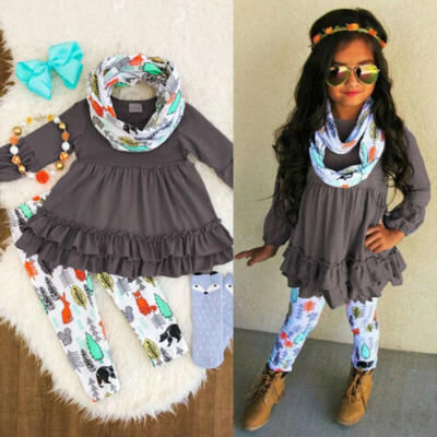 

3PCS Infant Baby Girls Long Sleeve Tops Romper Floral Pants Outfits Set Clothes