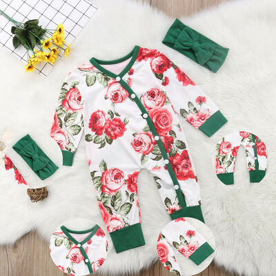 

Newborn Baby Girls Romper Jumpsuit Bodysuit Infant Clothes Outfits&Headband