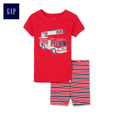 

GAP flagship store men&women fire truck pattern soft short-sleeved underwear set home service 295804 positive red 2YRS