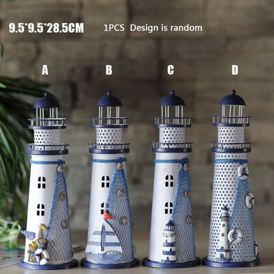 

LED Tin Lighthouse Colorful Lights Home Accessories Metal Crafts Romantic Mediterranean Ornaments Light Show Color Home Bedroom