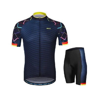 

ARSUXEO Mens Cycling Clothing Set Short Sleeve Set Quick-dry Shirt 3D Cushion Padded Short Pants